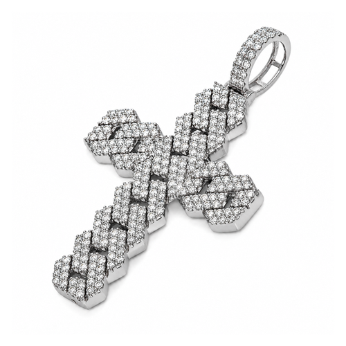 14K White Gold Diamond Cross Pendant