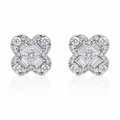 BAGUETTE AND ROUND LAB GROWN DIAMOND CLOVER EARRINGS
