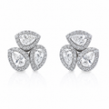 PEAR SHAPED PAVE HALO LAB DIAMOND CLUSTER EARRINGS