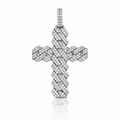 14K White Gold Diamond Cross Pendant